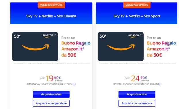 Sky TV e Netflix con Buono Amazon