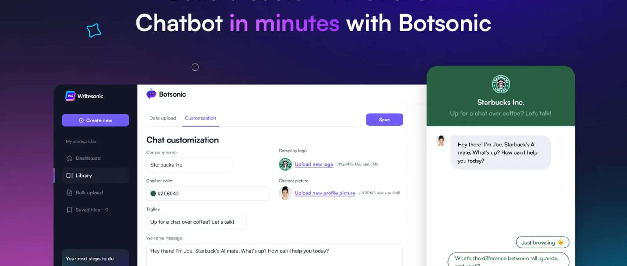 Writesonic lancia Botsonic: create il vostro chatbot IA in pochi minuti!