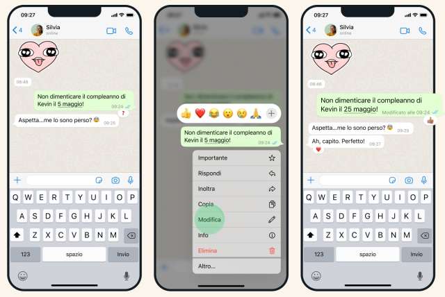 WhatsApp - modifica messaggi