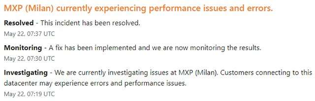 Problemi per il data center MXP (Milano) di Cloudflare