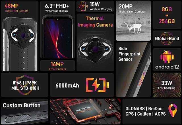 Le caratteristiche dello smartphone rugged DOGEE S98 PRO con termocamera
