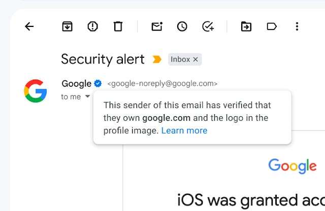 La spunta blu di Gmail per i mittenti verificati