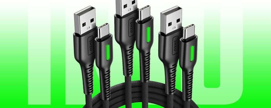 Tris di cavi USB-C: l'offerta Amazon sul pack INIU