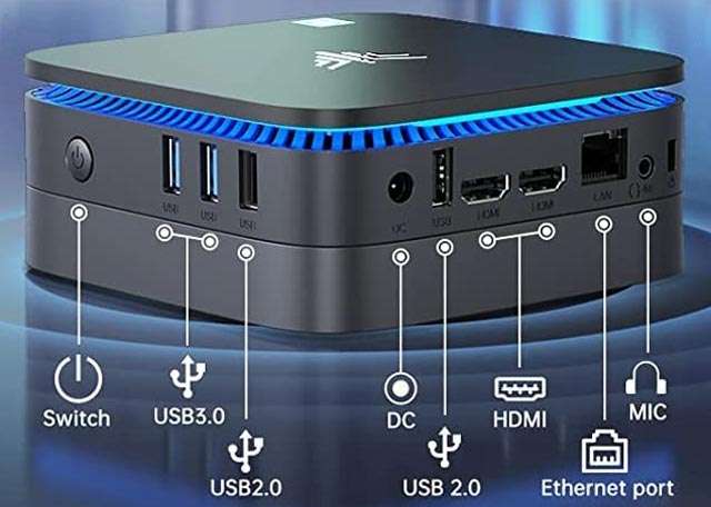 NiPoGi AK1 Pro: le porte di connessione presenti sul Mini PC