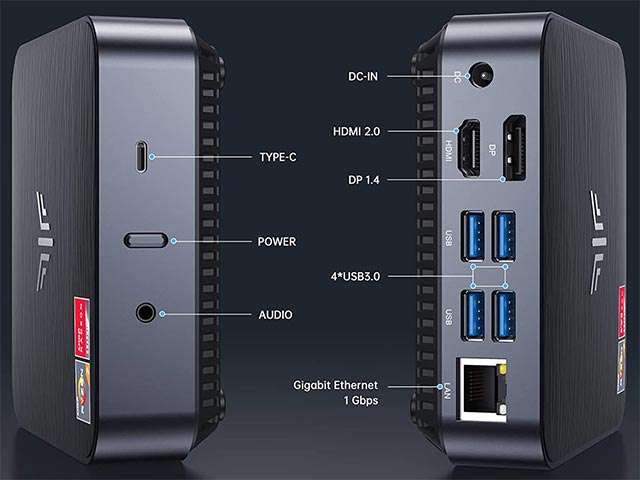 NiPoGi AM02: le porte di connessione presenti sul Mini PC