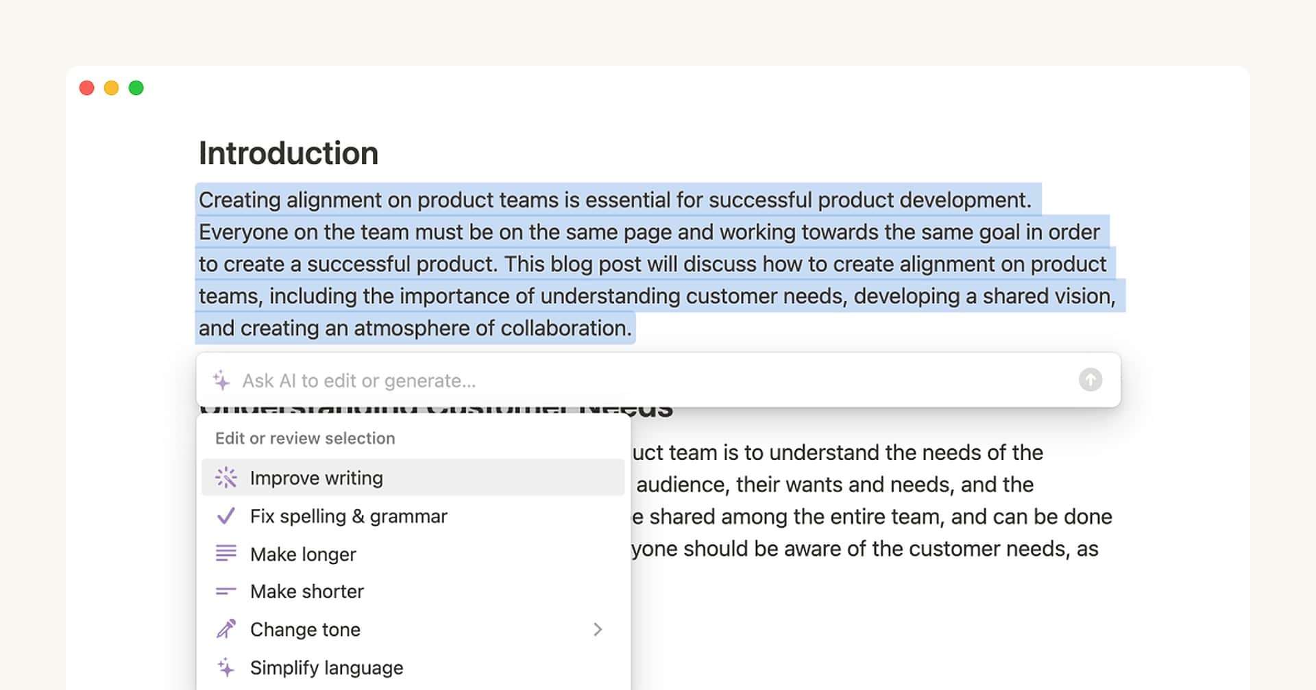 Notion AI test documenti