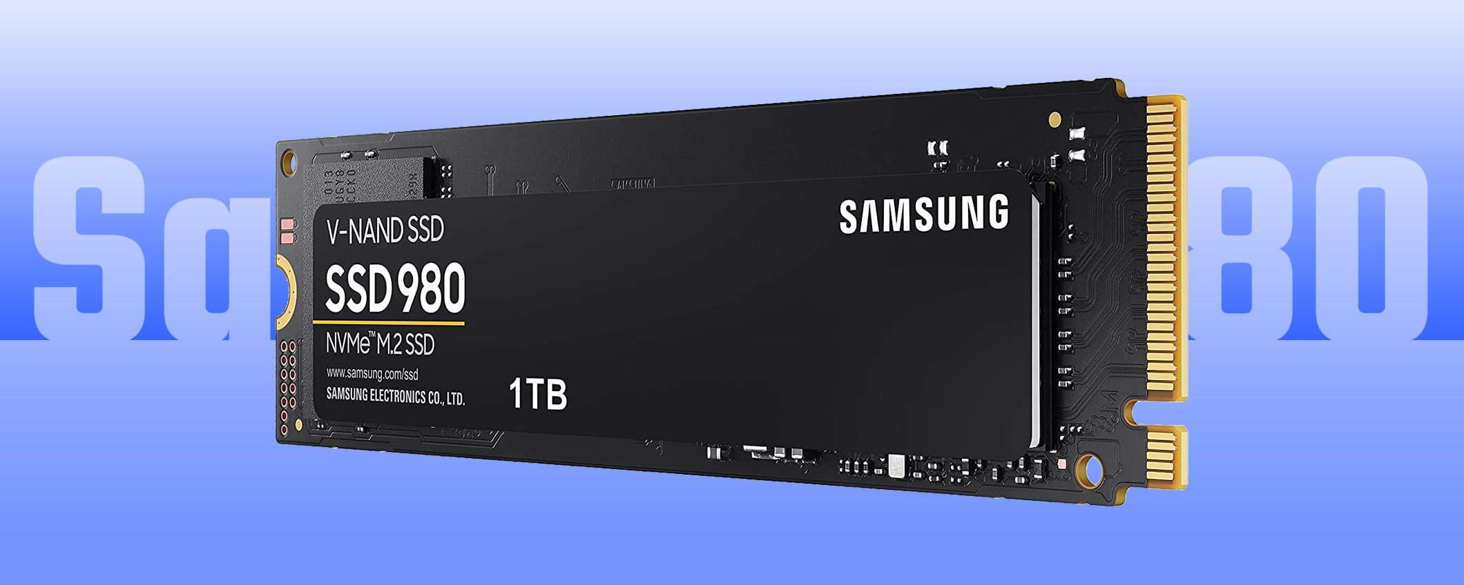 SSD interno Samsung 980 da 1TB: sconto del 56% e prezzo di soli 57€