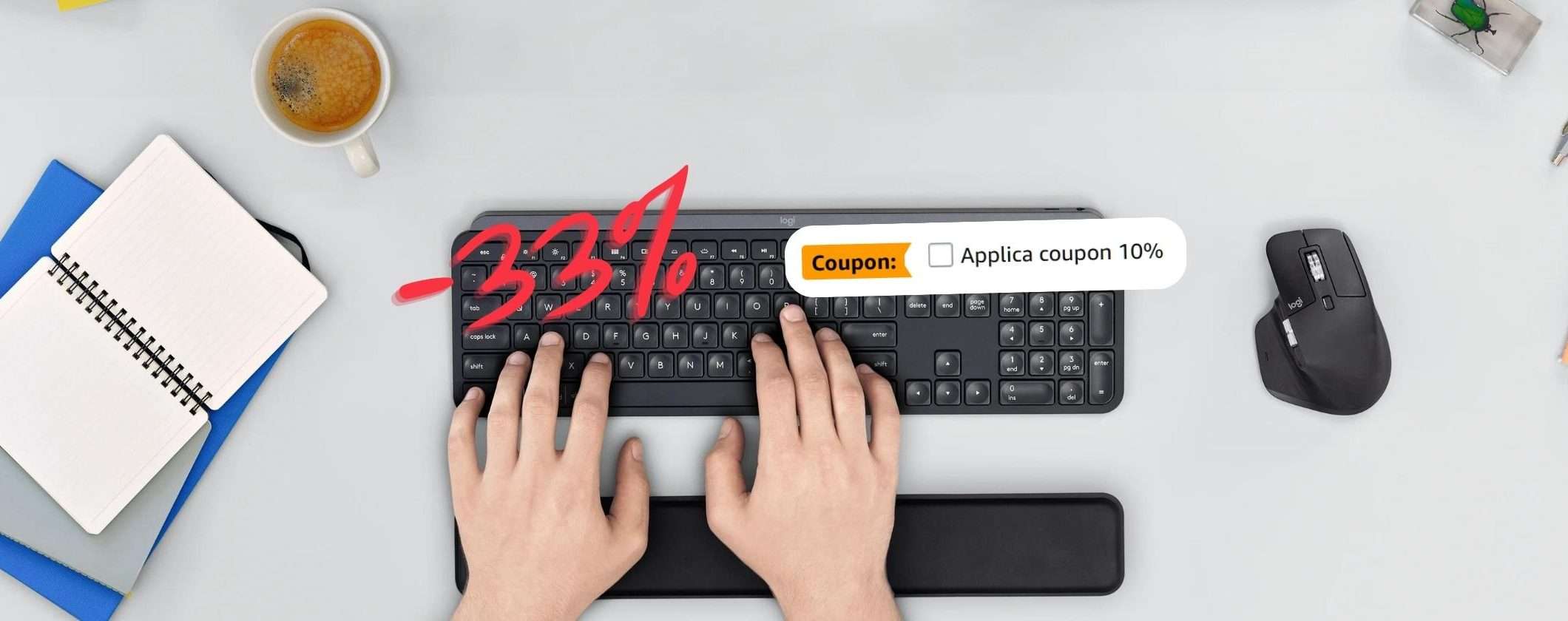 Bomba Tastiera Logitech MX Keys a SCONTO 33% + Coupon 10%