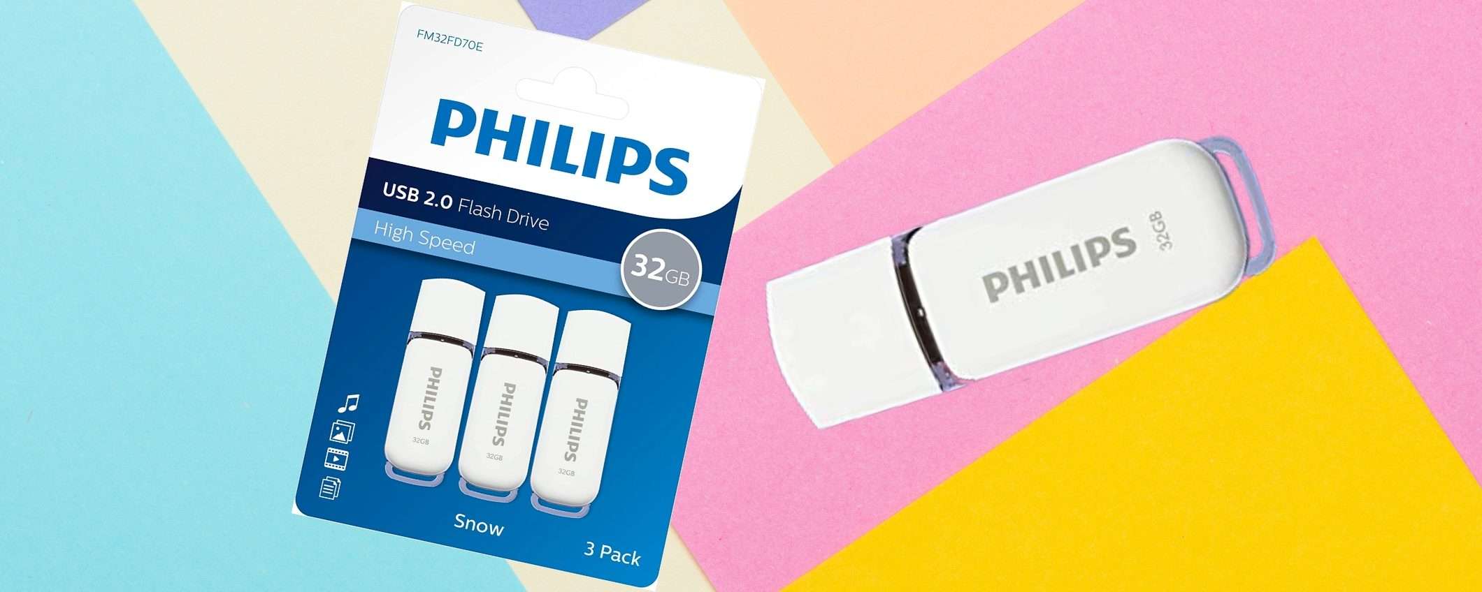 Tornano DISPONIBILI a metà prezzo le 3 chiavette USB di Philips, 96 GB