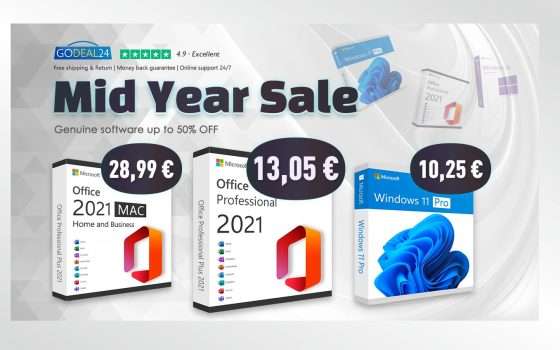 Sconti di giugno sulle licenze Office (da 13,05€) e Windows 11 Pro (da 10,25€)