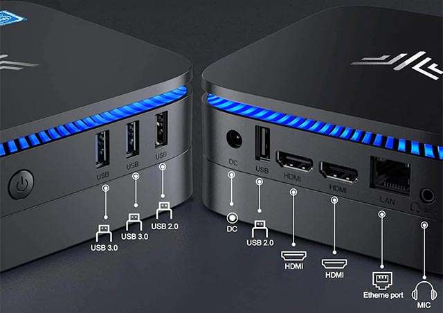 NiPoGi AK1: le porte di connessione del Mini PC