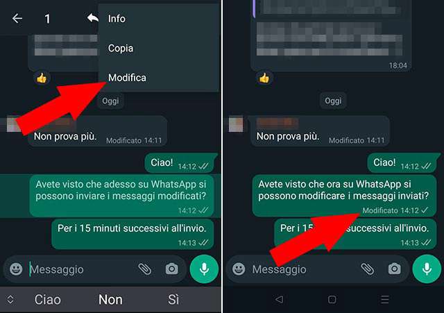 Come funziona la modifica dei messaggi su WhatsApp