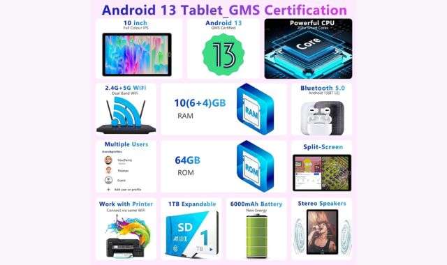 Caratteristiche tablet Android 13
