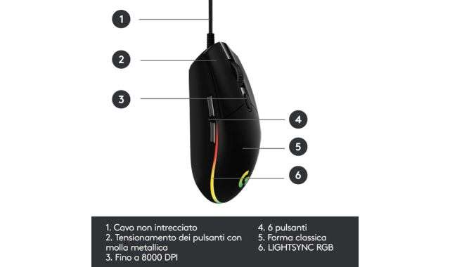 Mouse da gaming Logitech G203
