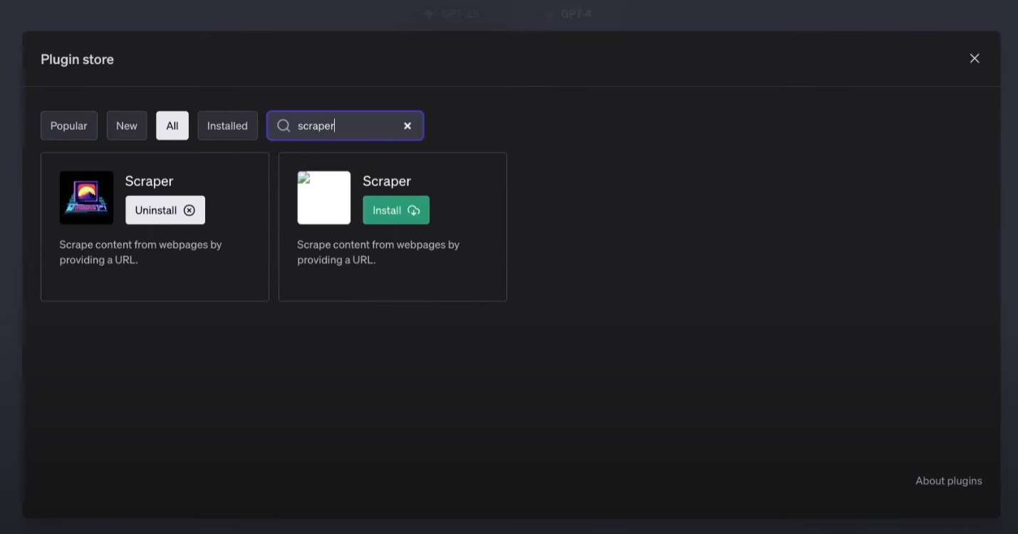 Scraper pagina download plugin ChatGPT