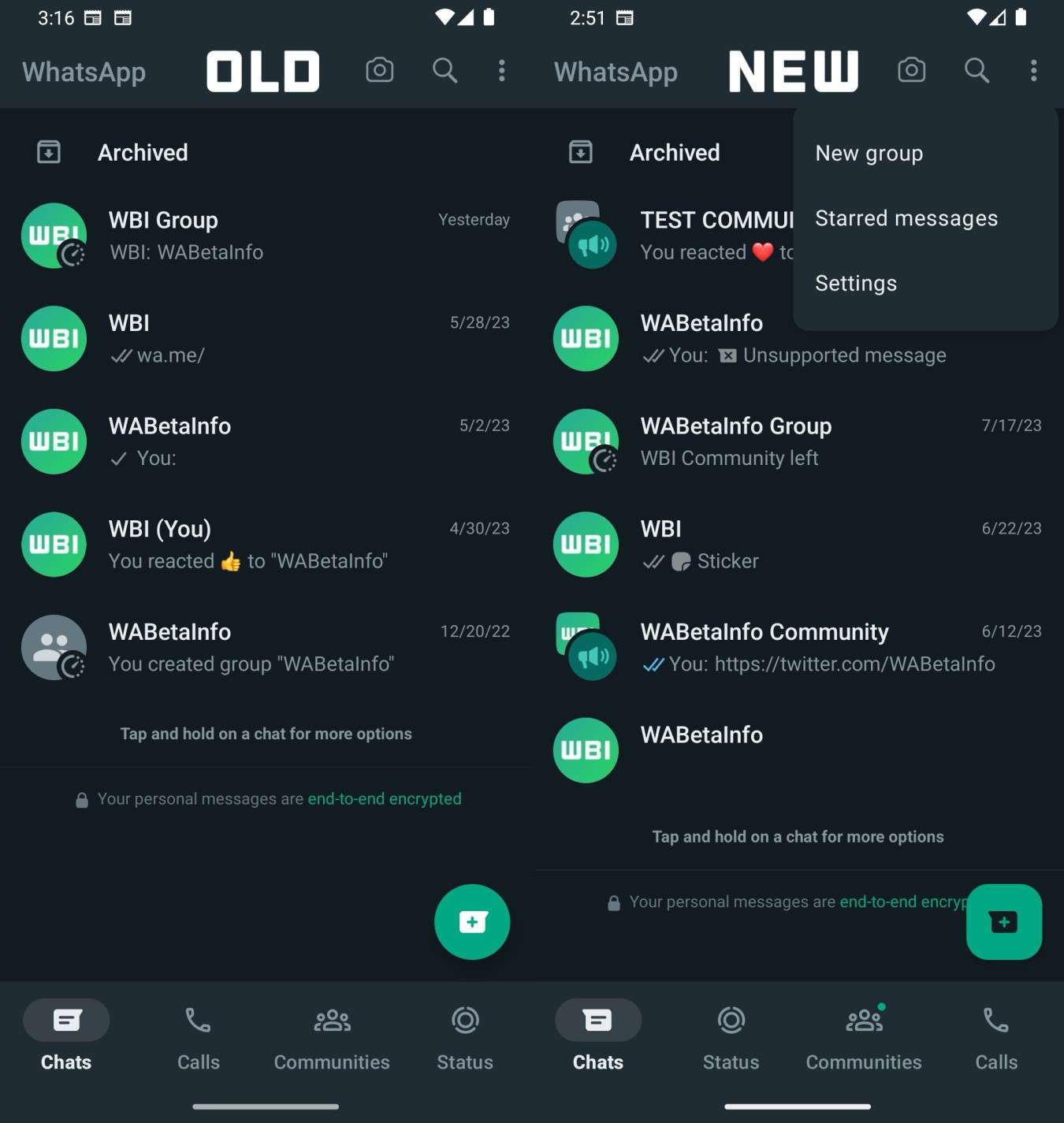 WhatsApp Material Design 3 Beta Android