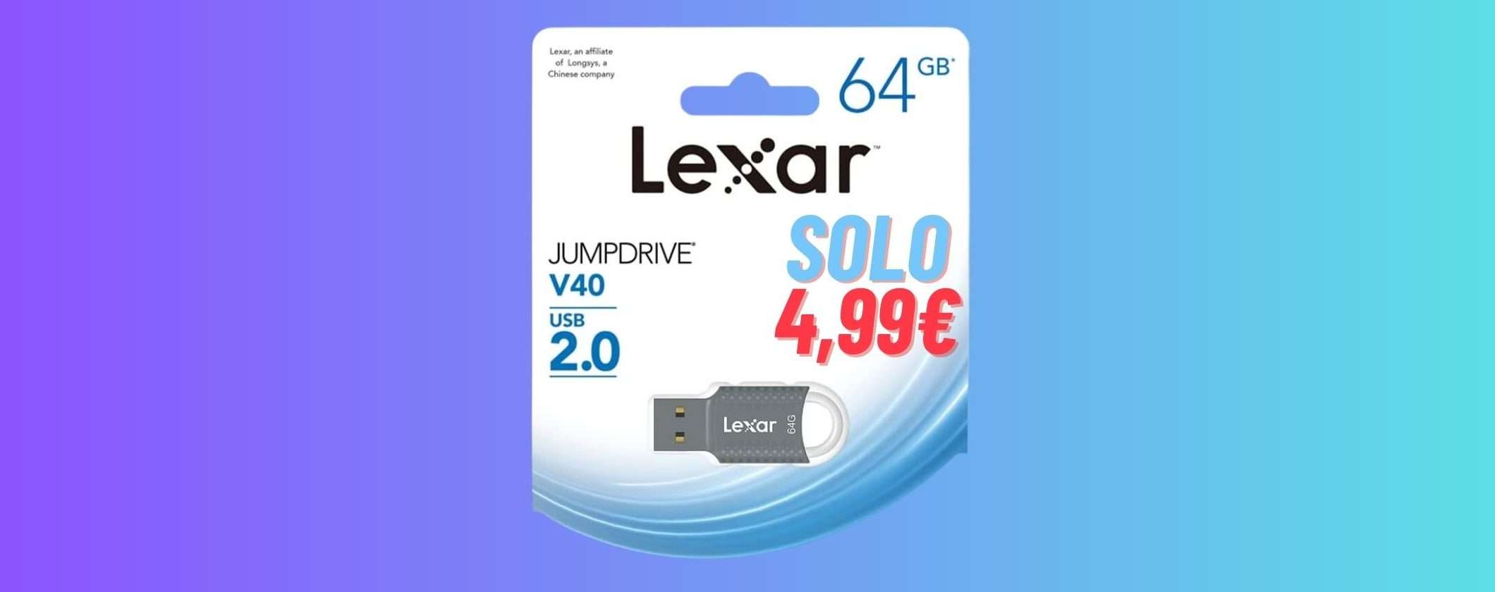 Chiavetta USB Lexar 64GB: a 4€ è una FOLLIA da Prime Day