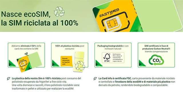 ecoSIM è la SIM di Fastweb realizzata in plastica 100% riciclata