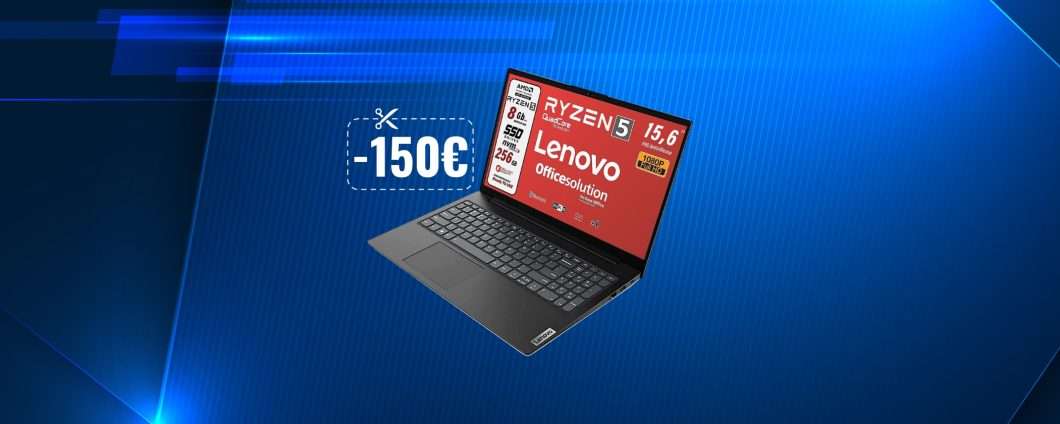 Notebook Lenovo Ryzen 5: attiva il Coupon da 150€ su Amazon