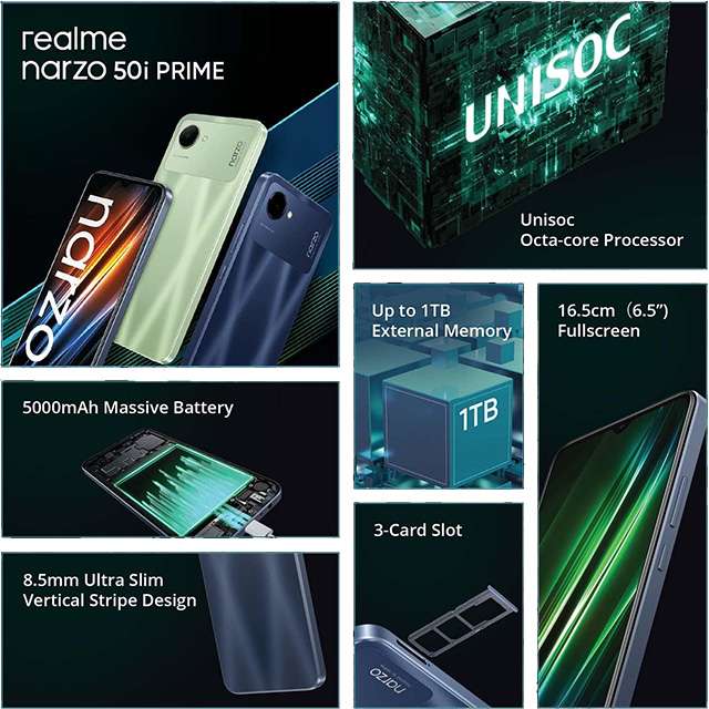 Le caratteristiche dello smartphone realme Narzo 50i Prime