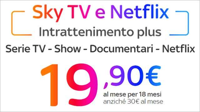 L'offerta di Sky: Sky+Netflix a 19,90 euro al mese