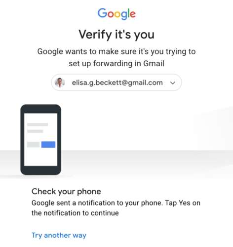 Gmail - verifica identità