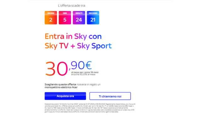 Offerta Sky TV e Sky Sport in scadenza
