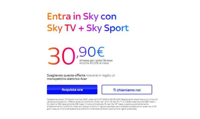 Offerta Sky TV e Sky Sport