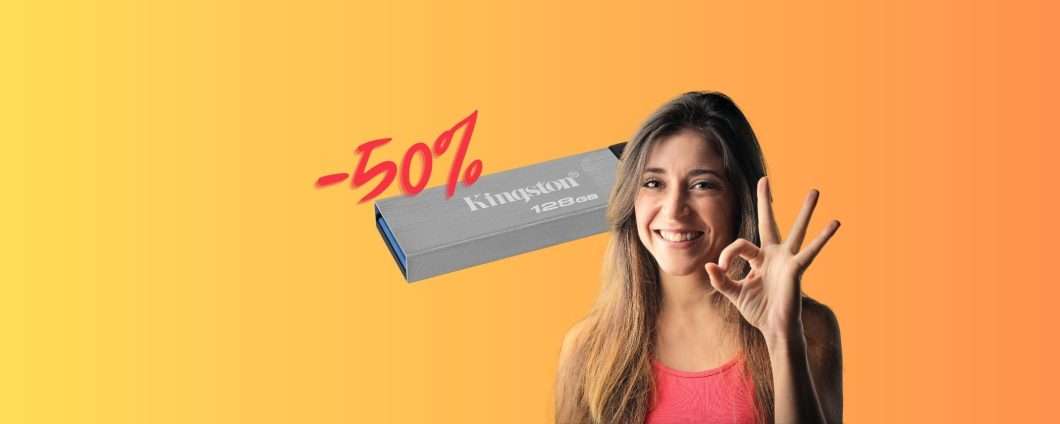 Chiavetta USB Kingston 128GB al 50% di SCONTO su Amazon