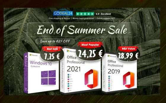 GoDeal24, dove trovare licenze genuine: Office 2021 a 24,25€, Windows 10 a 7,25€