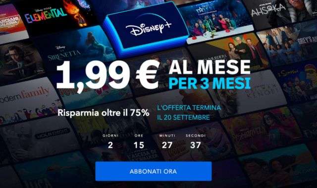 Offerta Disney+ 1,99 euro