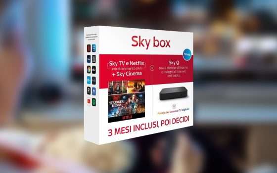 Sky Box con 3 mesi di Sky TV e Netflix in OFFERTA su Amazon (-31%)