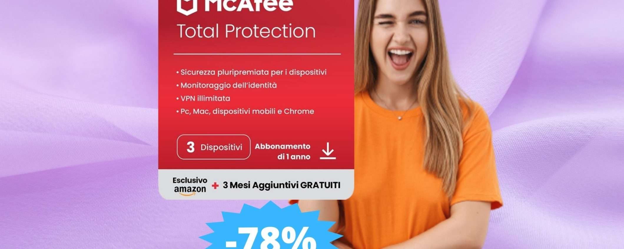 McAfee Total Protection 2023: CROLLO del prezzo su Amazon (-78%)