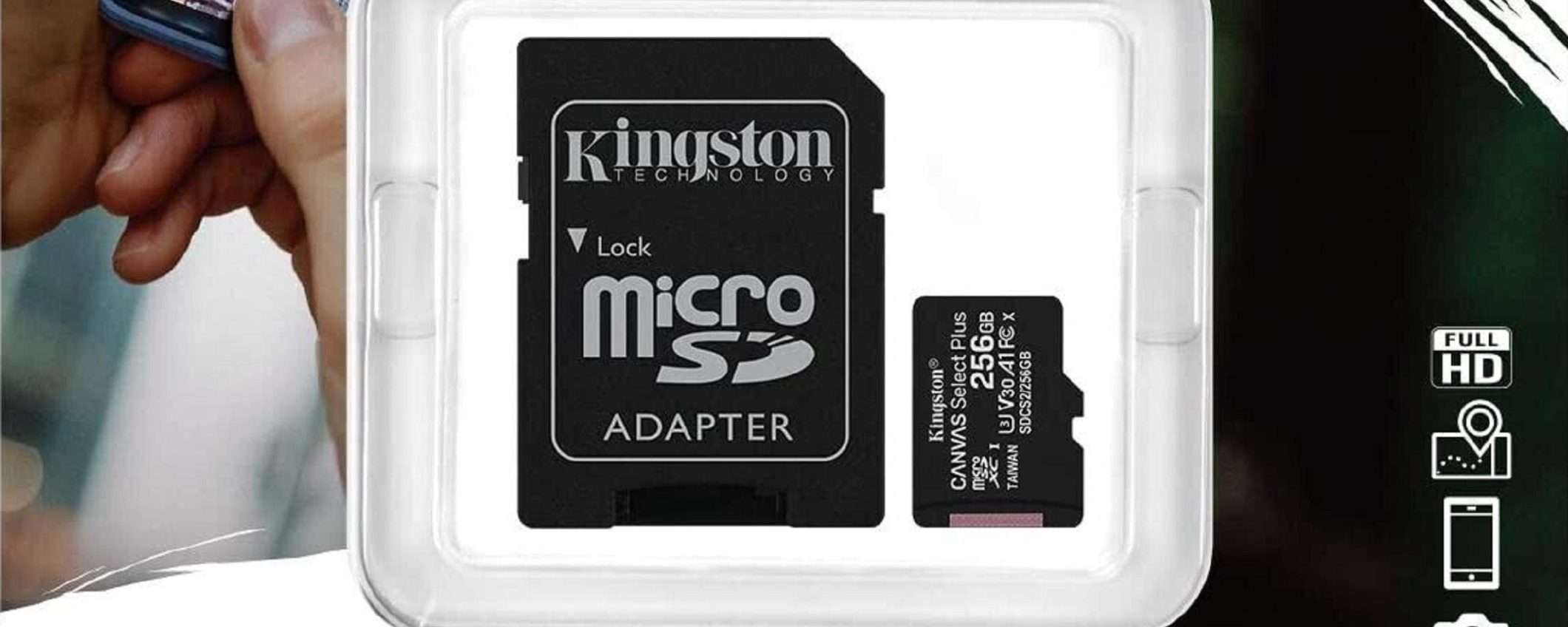 MicroSD Kingston da 256GB + adattatore SD a soli 18€ grazie a eBay