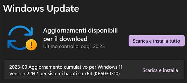 L'aggiornamento 23H2 (KB5030310) per Windows 11 è disponibile al download