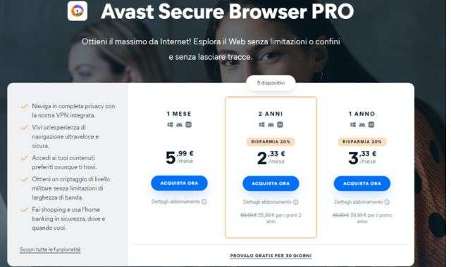 Avast Secure Browser Pro offerta