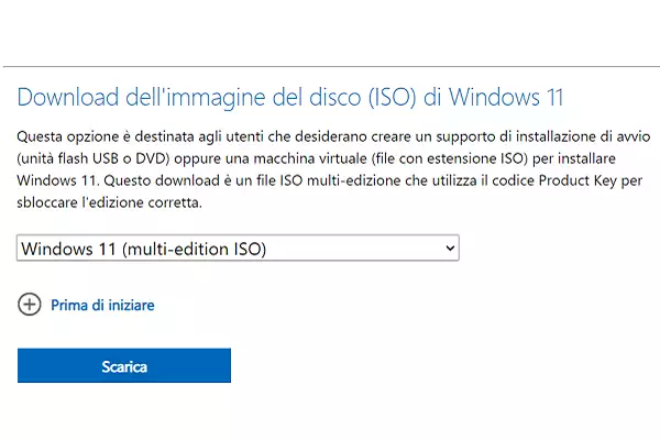 I primi passaggi: scaricare l'ISO di Windows 11