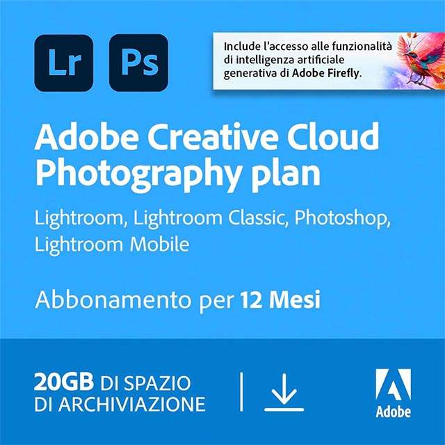 L'abbonamento annuale al piano Photography di Adobe Creative Cloud