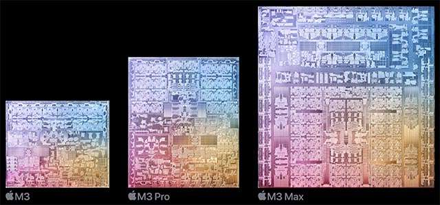 I tre chip della linea Apple M3: M3, M3 Pro e M3 Max