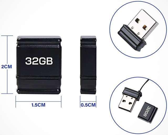 Le dimensioni della pendrive USB da 32 GB