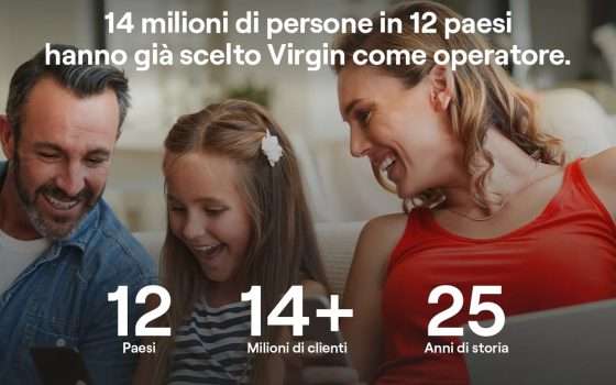 Virgin: Fibra al 100% da 24,49 euro al mese
