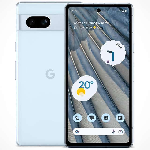 Lo smartphone Google Pixel 7a nella colorazione Celeste