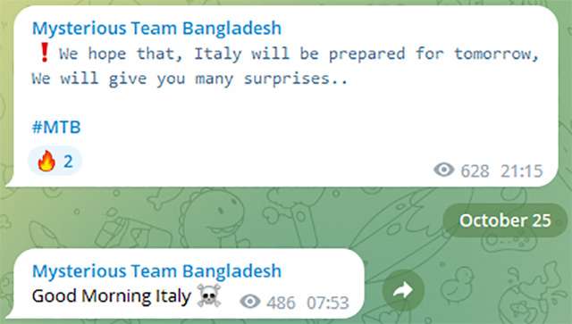 I post del canale Telegram di Mysterious Team Bangladesh