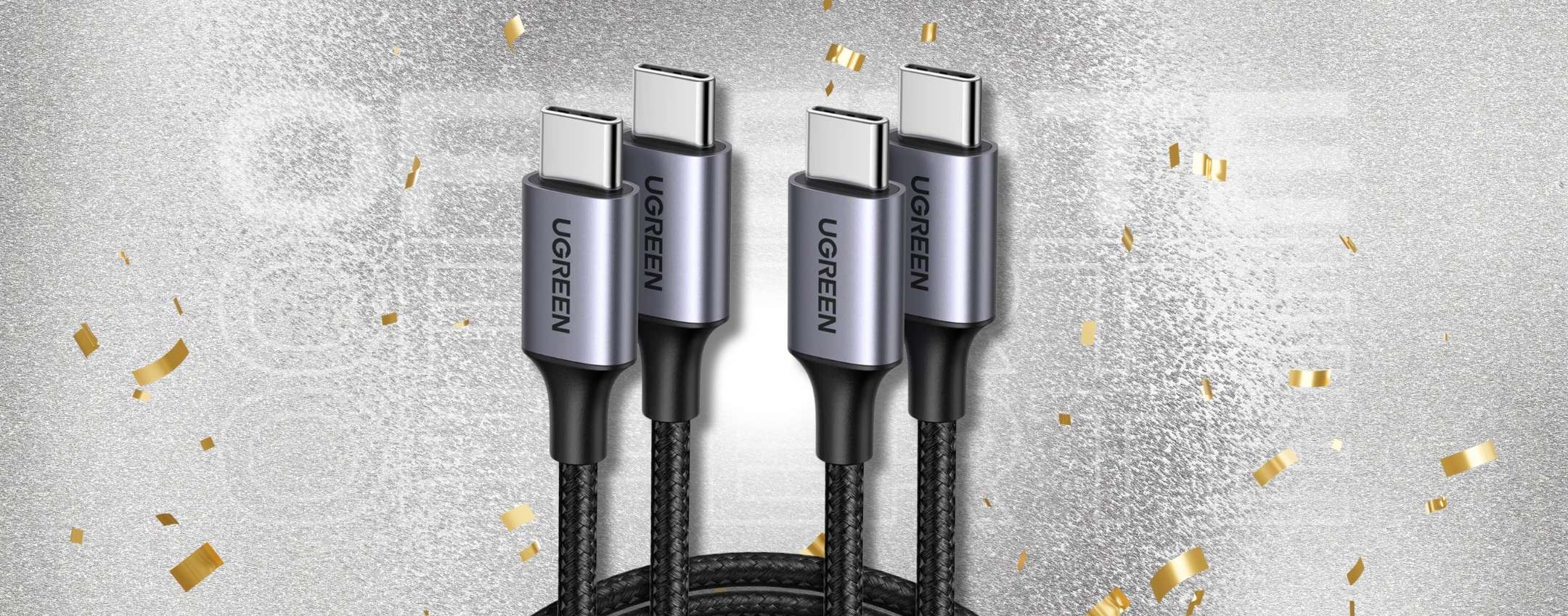 Confezione 2 Cavi USB-C A USB-C 2Ft (60cm) – 60W, Carica E Sincronizza – Colore Nero