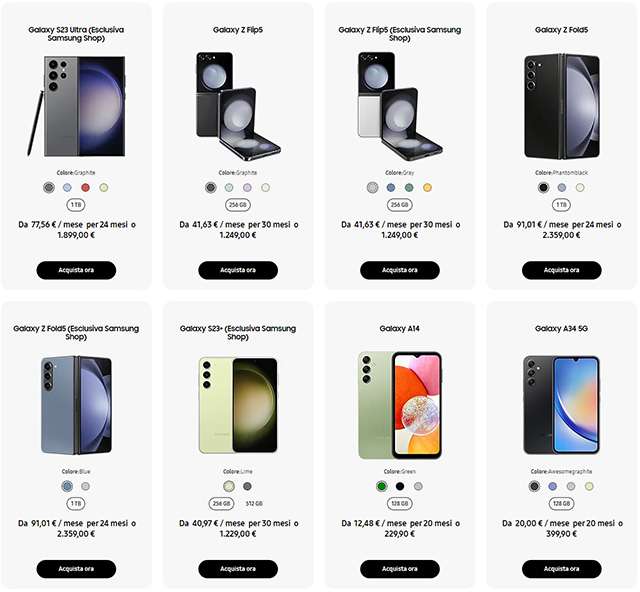 Le offerte dello Shop ufficiale di Samsung