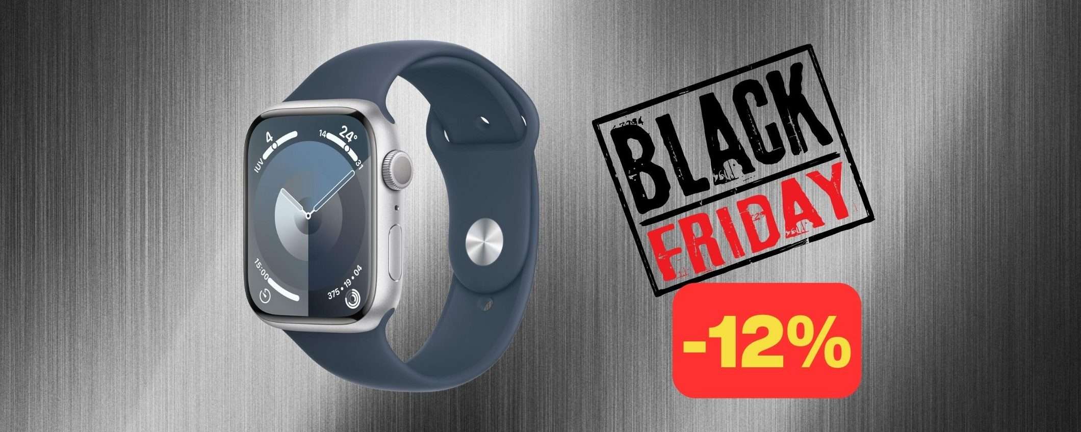 Apple Watch Series 9 al minimo storico Amazon per il Black Friday (-12%)