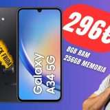 Lo smartphone Samsung Galaxy A34 con 8GB RAM e 256GB di memoria CROLLA del -37% su Amazon!