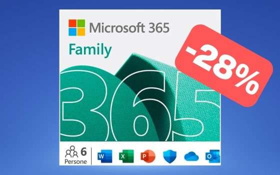 Microsoft 365 Family: la licenza per 6 persone è in SCONTO su Amazon (-28%)