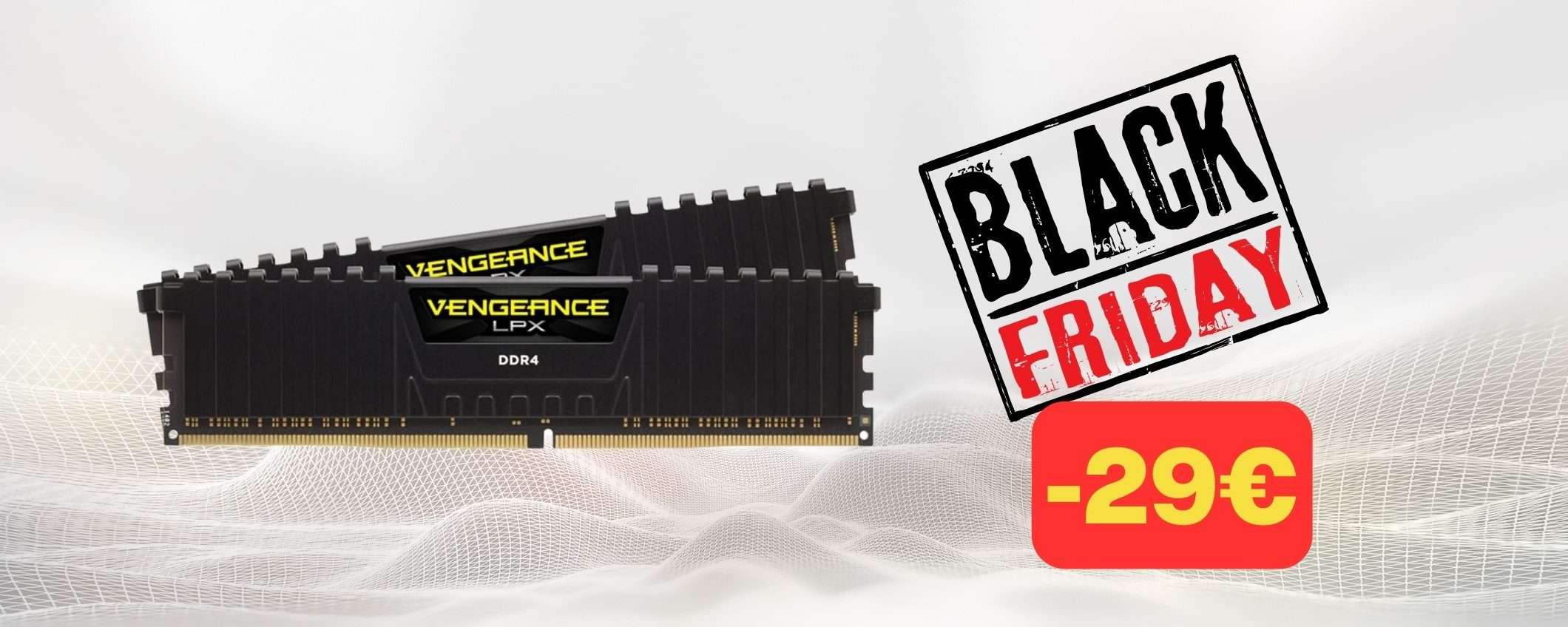 RAM DDR4 16GB Corsair Vengeance in offerta Black Friday (-29€)
