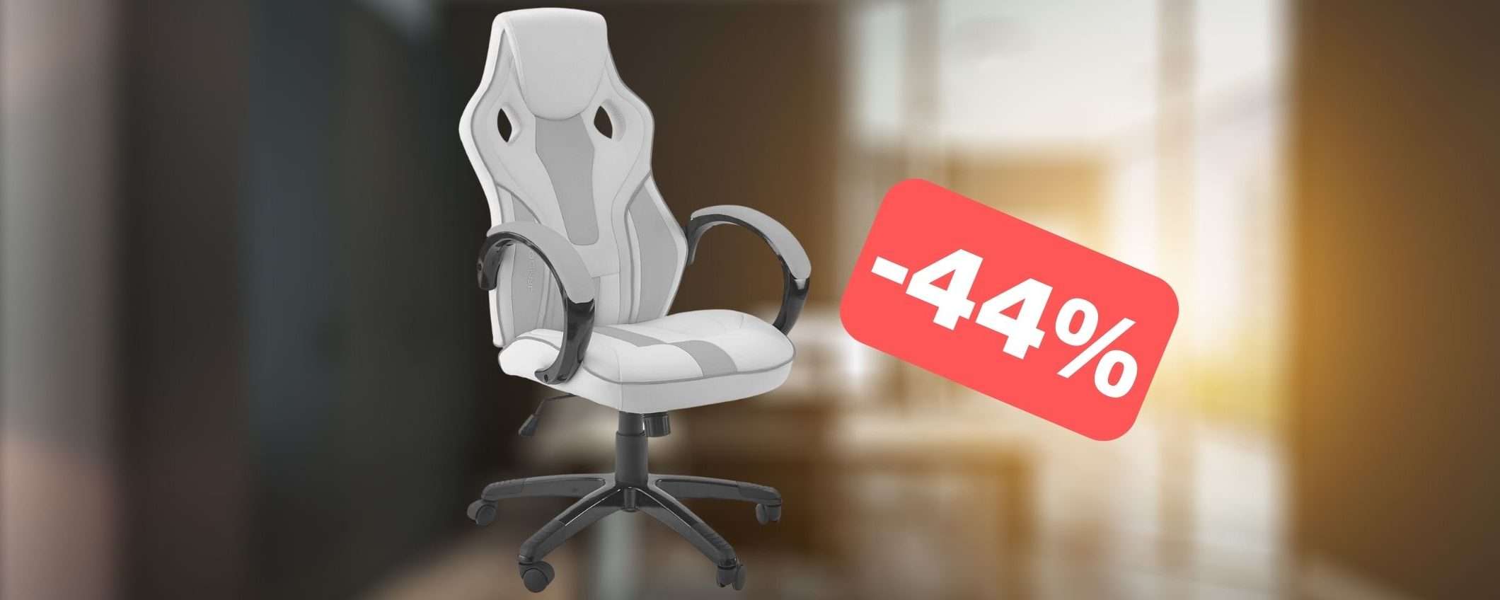 Comodissima sedia da ufficio o da gaming in MEGA SCONTO su Amazon (-44%)